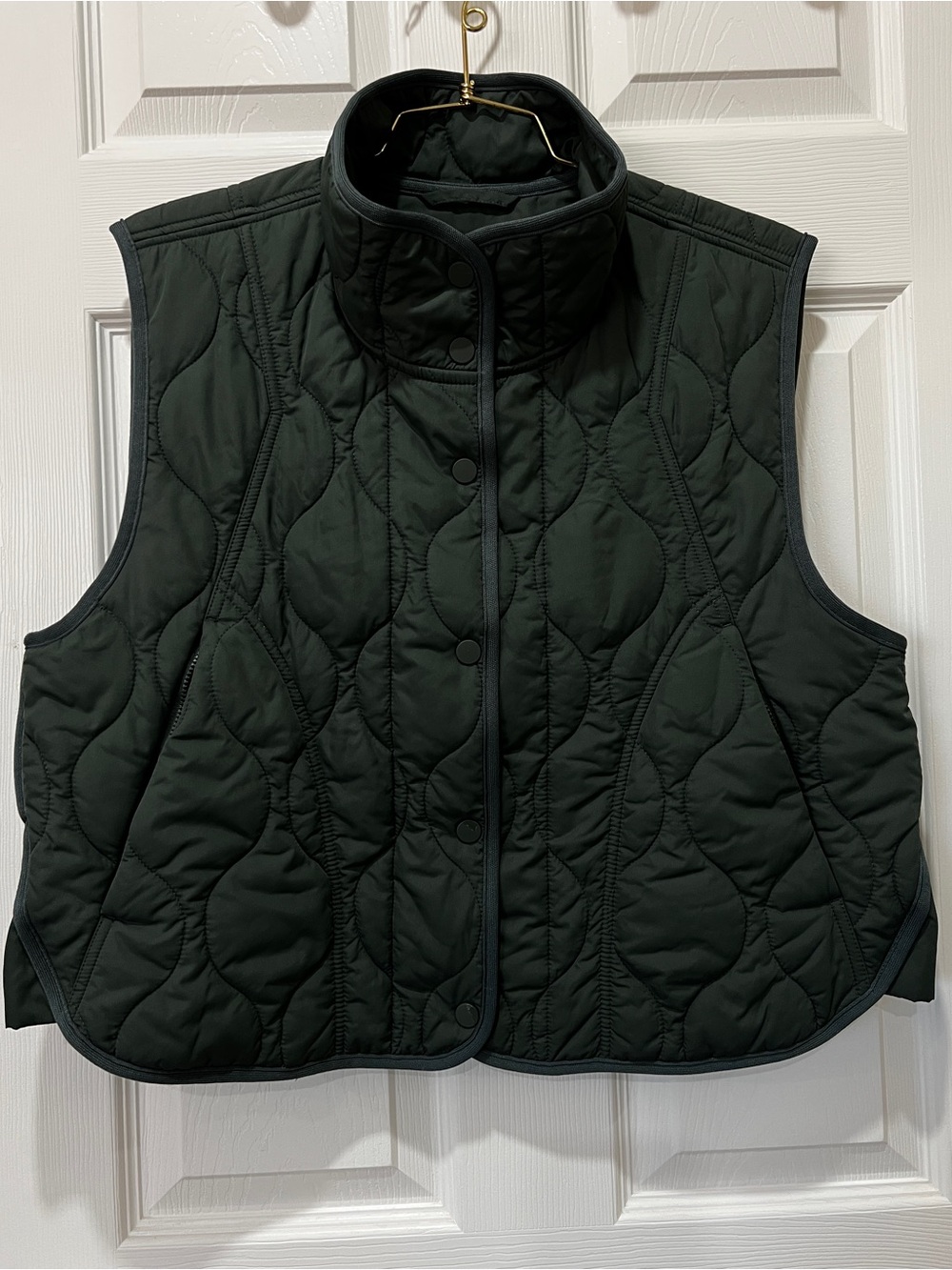 Quince Featherless Quilted Puffer Vest Size Medium Verdant Pine Green Mock Neck